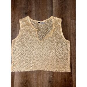 Y2K Manhattan Blues Sheer Crochet Bohemian Beach Crop Top Geometric Knit Medium